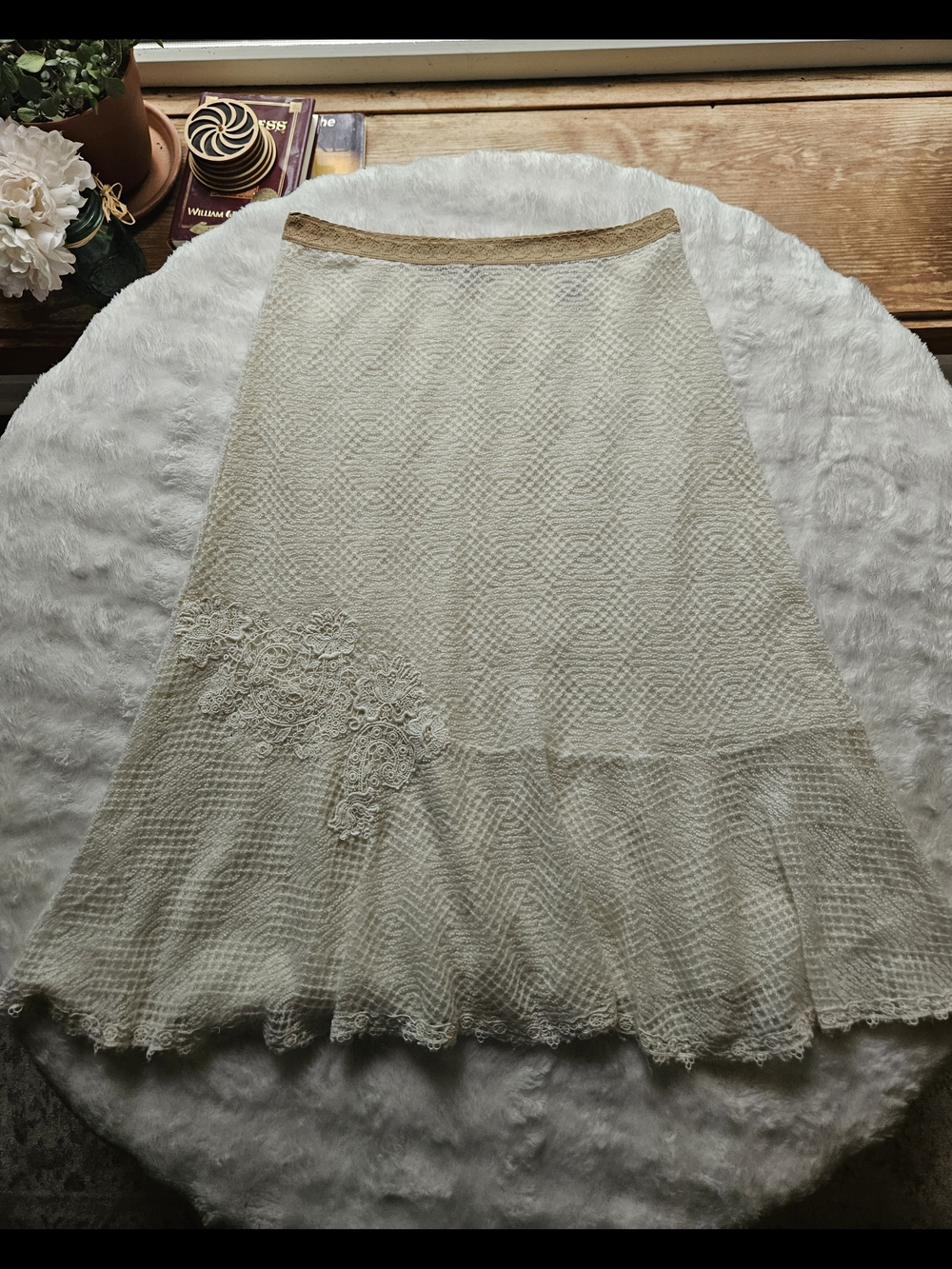 Free People Cream Lace Skirt